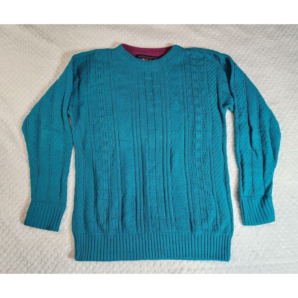 Sz L Ralph Lauren Chaps Teal Sweater Boyscout Tag Vintage Size Large